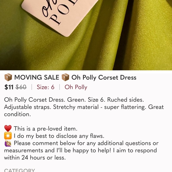 NWOT Oh Polly Green Ruched Corset Mini Dress S/6 - Picture 9 of 9